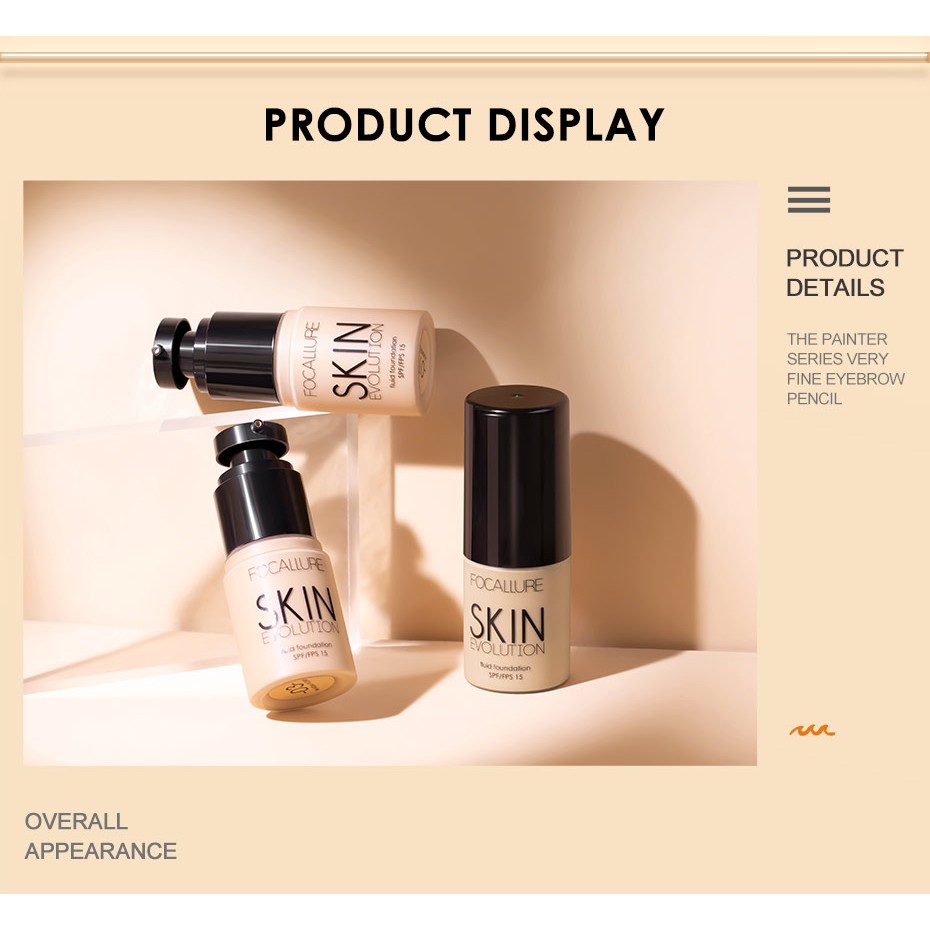 FOCALLURE Lightweight Matte + Poreless Liquid Foundation Oil-control &amp; Up to 24H