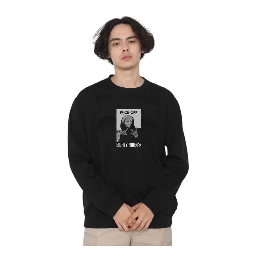 EGTN SOMNIUM CREWNECK BLACK MOTIF SIMPEL PRIA DAN WANITA