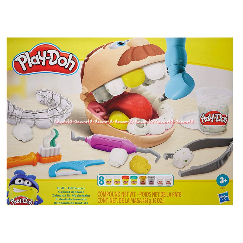 Play-Doh Drill N Fill Dentist Teeth Playdoh Mainan Lilin Dokter Gigi Cetakan Gigi Alat Periksa Doh