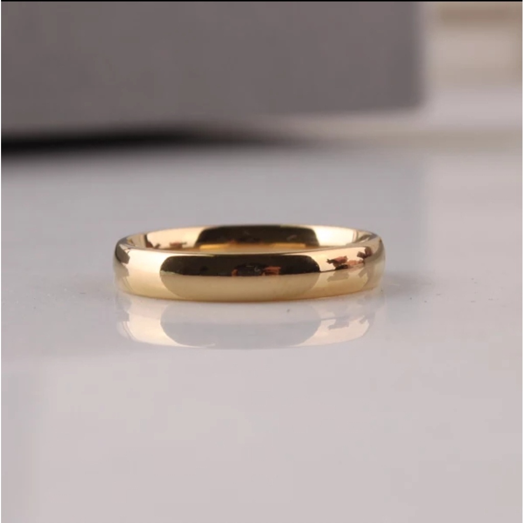 Cincin 3mm, 4mm, 5mm Untuk Wanita dan Pria Model Klasik Sederhana Polos Membulat Warna Rose Gold, Gold, Silver dan Hitamr