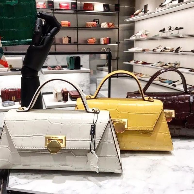 10.10 SALE | PDRO Croc-Effect Trapeze Top Handle Bag