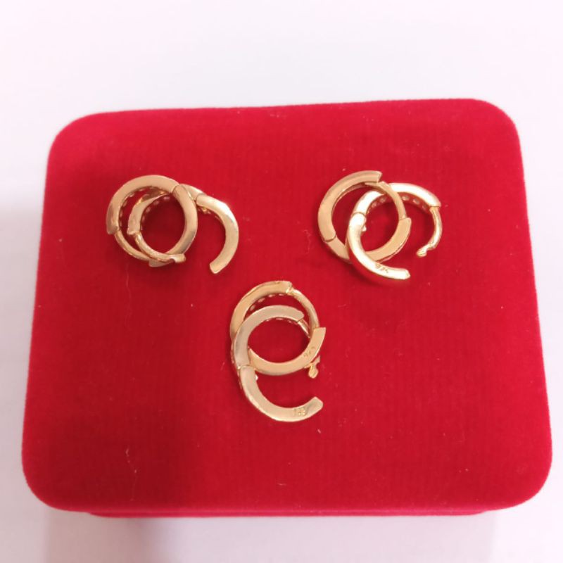 Anting donat mata baris, Perak 925, Sepuh emas kuning