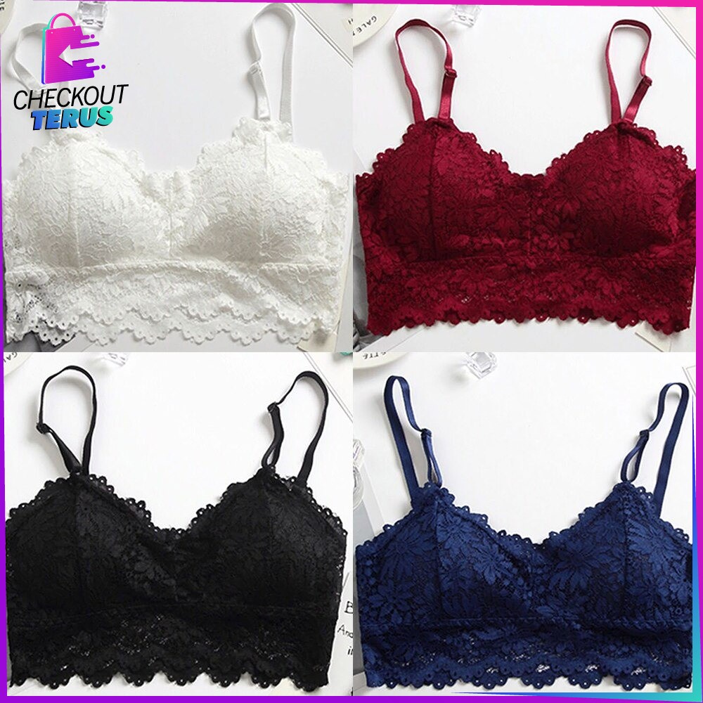 CT P46-49 Bra Renda Bralette Lace Pakaian Dalam Atasan Wanita Bra Crop Top Sport Bra Push Up Tanpa Kawat Bra Olahraga