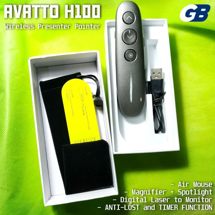 AVATTO H100 DIGITAL LASER SPOTLIGHT MAGNIFY WIRELESS PRESENTER POINTER