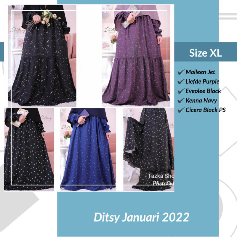 Ditsy Januari 2022 - Maileen Jet, Liefde Purple, Eveolee Black, Kenna Navy, Cicera Black Mukena Pray
