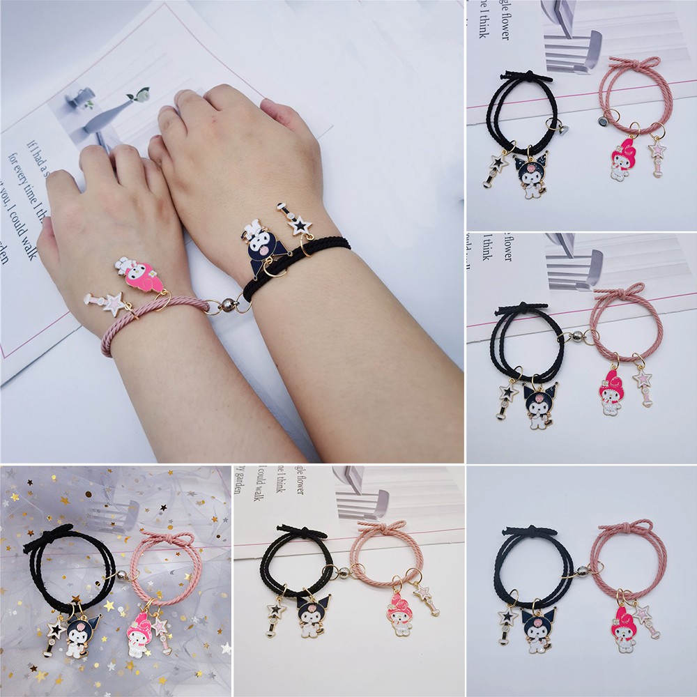 AZ076 1pair Gelang Tali Magnetik Motif Kartun Untuk Pasangan Couple / Kado Ultah / Kado Persahabatan / 1 Pasang Gelang