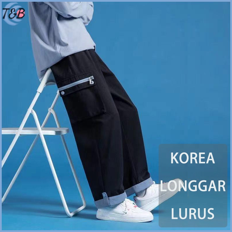 Celana cargo korean style celana serut celana cargo oversize pria celana kargo pria panjang kargo kulot celana kargo cowok Bahan premium baggy cargo saku pants