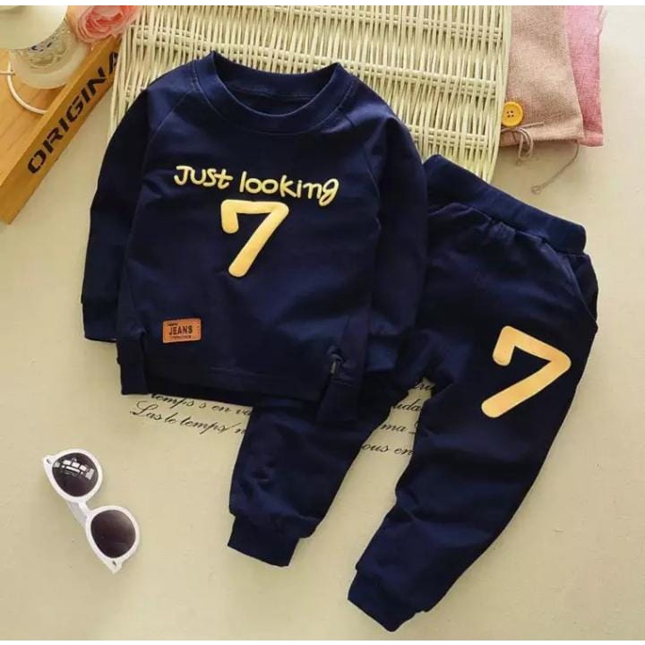 SETELAN SWEATER JOGGER ANAK BAJU ANAK 1-5 TAHUN MOTIF JUST LOOKING 7 SWEATER ANAK LAKI LAKI