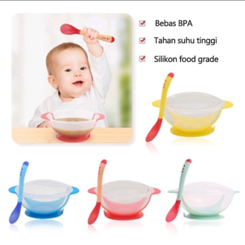 [COD] Mangkok tutup  bayi /alat makan bayi silikon anti tumpah / Mangkok mpasi