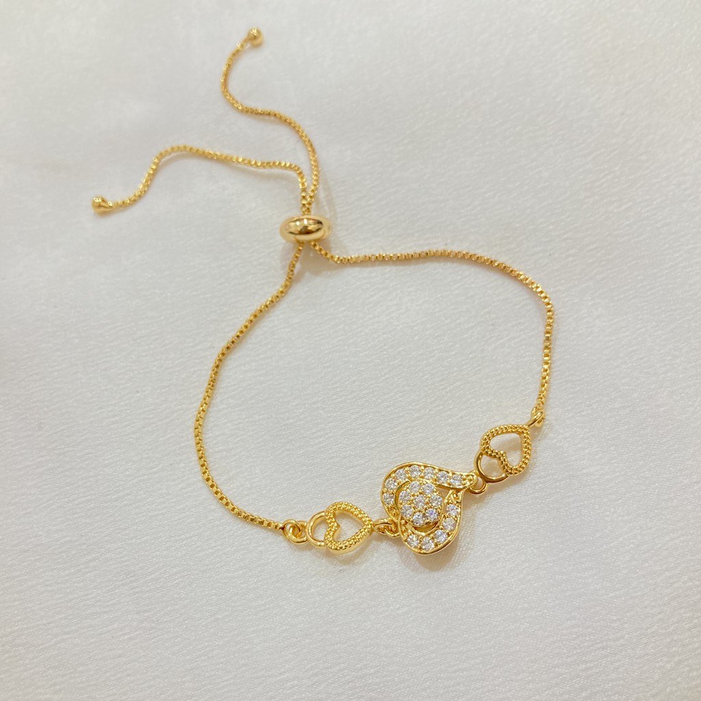 Gelang Wanita Serut Anti Karat Vintage Perhiasan Titanium Asli Berlapis Emas KTA02-KTA 49A