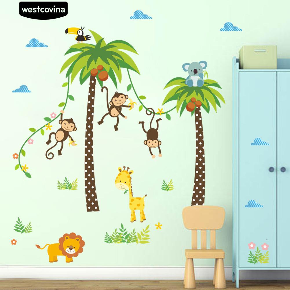 Stiker Dinding Dengan Bahan Mudah Dilepas Gambar Kartun Pohon
