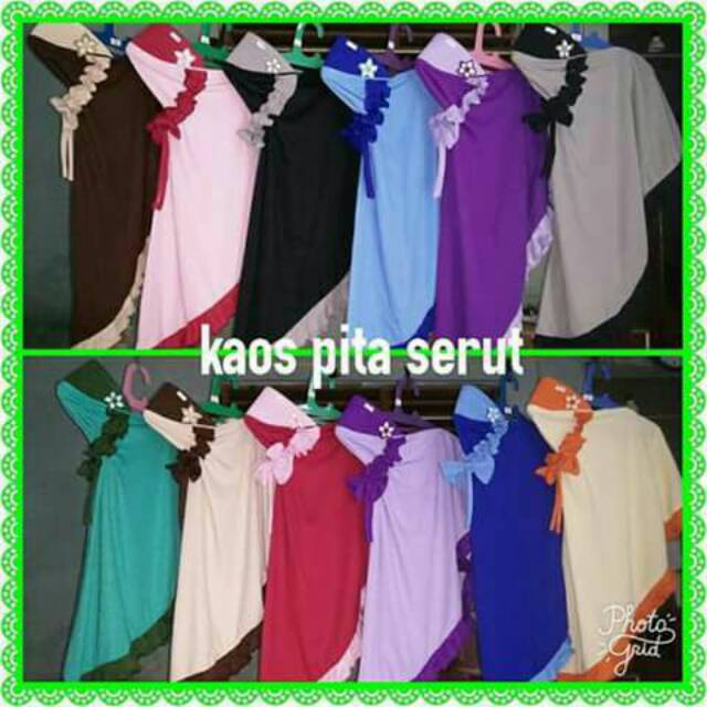 Jilbab anak kaos pita serut