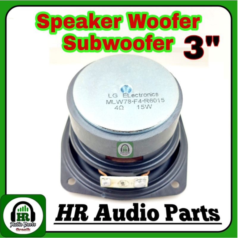 Speaker 3&quot; Inch 15W 4R Woofer Subwoofer 15Watt 4 Ohm 75mm 7.5Cm Ring Karet