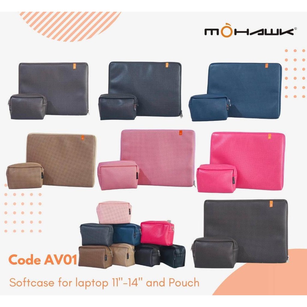 Softcase tas laptop MOHAWK plus pouch size 12, 13 dan 14 Inch code AV01