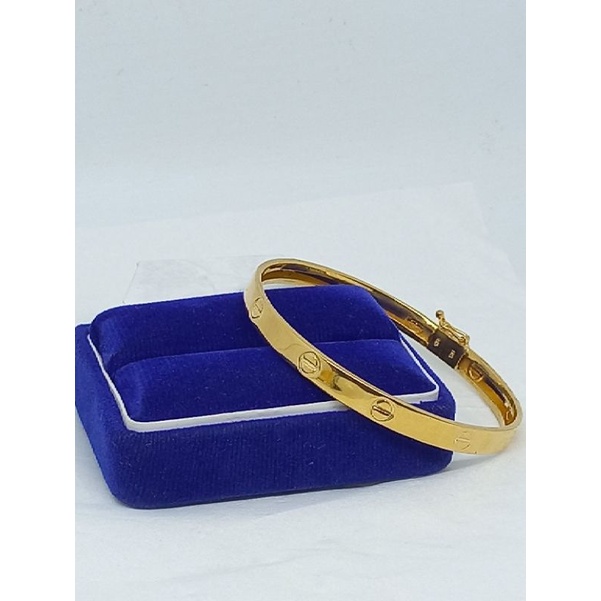 GELANG BANGLE CART*R POLOS /GELANG PERAK ASLI SILVER 925 LAPIS EMAS/GELANG FASHION WANITA IMPOR TERBARU