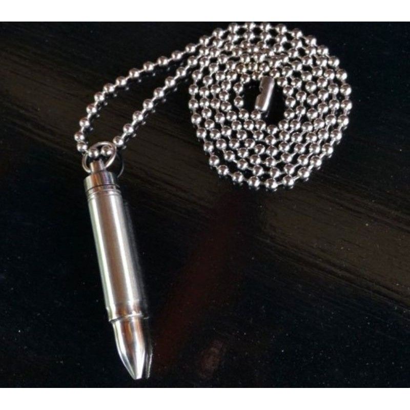 Kalung Pria/Kalung Rantai Biji Lada Bandul Peluru Stainless Steel