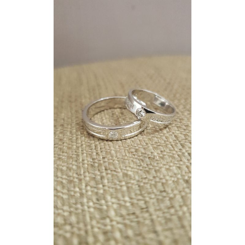 Cincin Berlian Couple Emas dan Silver Palladium
