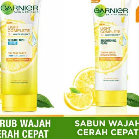 TERLARIS  253MAR GARNIER PENCUCI MUKA LIGHT COMPLETE BRIGHTENING WHITESPEED LEMON  KUNING 100ML