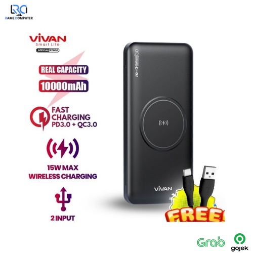 VIVAN Powerbank VPB-W11 10000 mAh Power bank Wireless 3 Output Fast C