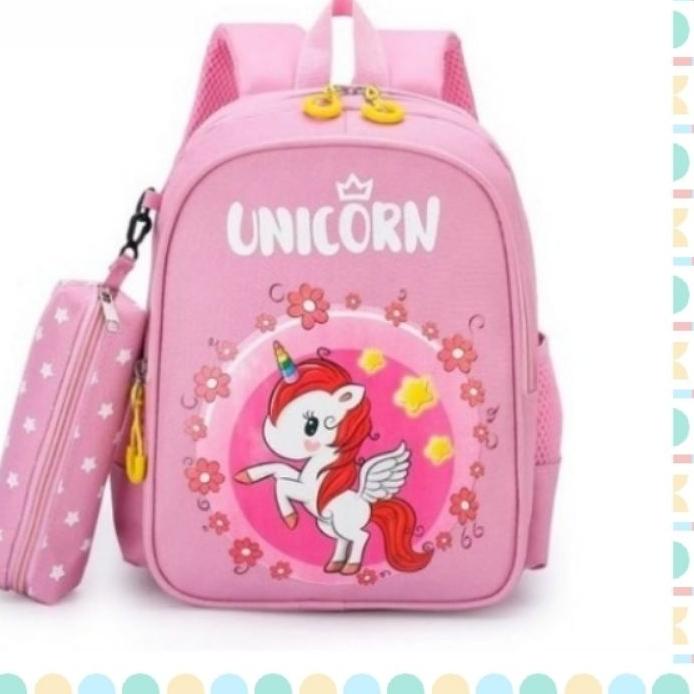 『Terlaris』 Tas Ransel Sekolah Mini Uniqorn Anak Perempuan Paud TK Dan SD Free Tempat Pencil GROSIR/C