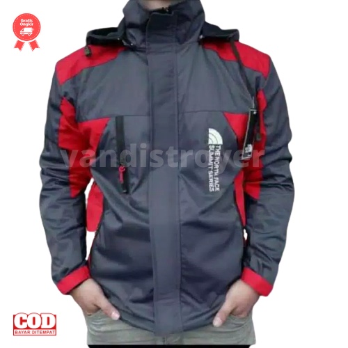 Jaket gunung /Jaket pendaki gunung pria / jaket murah / jaket outdoor TNF summit seriez-ABU TUA - MERAH