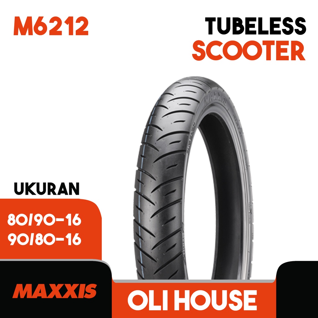 Ban Luar Motor Tubeless MAXXIS M6212 Ring 16 Ukuran 80/90 90/80