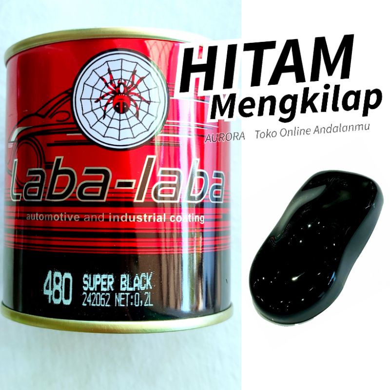 Cat Hitam Mengkilap Polos Laba - Laba Super Black Solid Spider Cet Mobil dan Motor Kualitas Premium