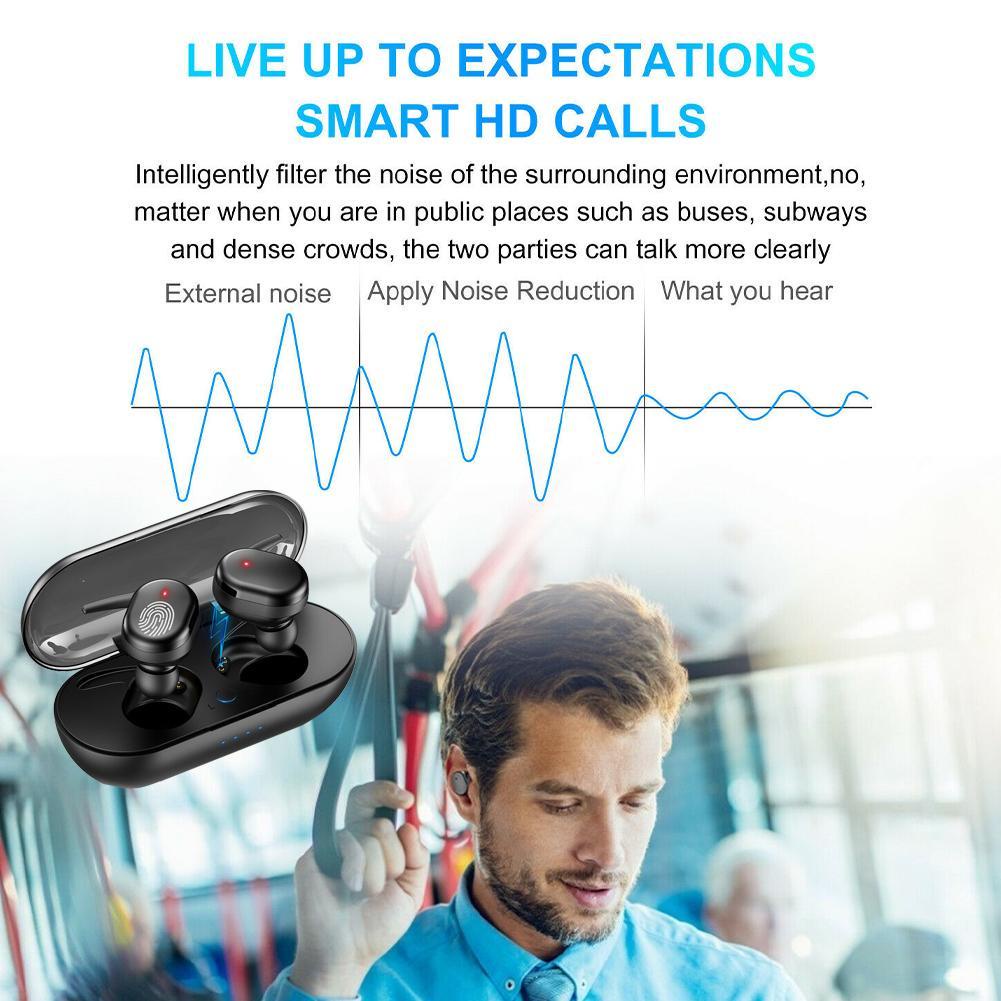 Wireless Earphone TWS Dengan Mikrofon 5.0 Bluetooth Earphone Bluetooth HiFi Stereo Wireless Waterproof Earbuds