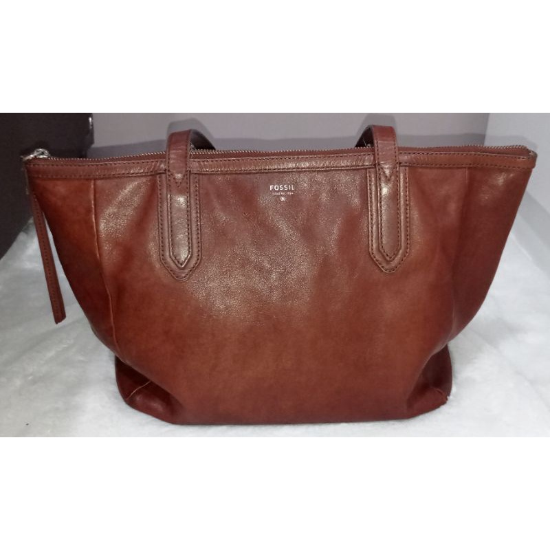 Preloved Fossil Sydney Shopper Brown Shoulder Bag