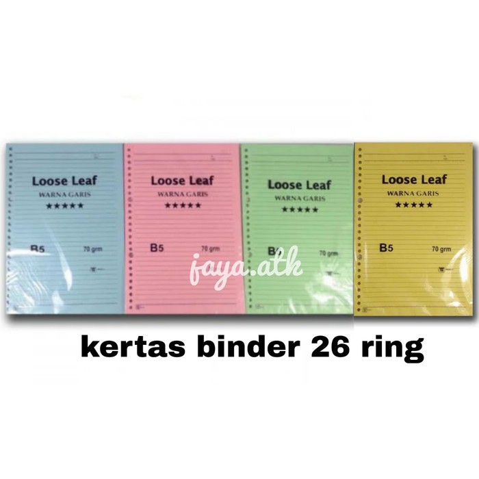 

Jual LOOSE LEAF GARIS WARNA RAINBOW B5 26 RING ISI BINDER 26 RING GARIS Berkualitas