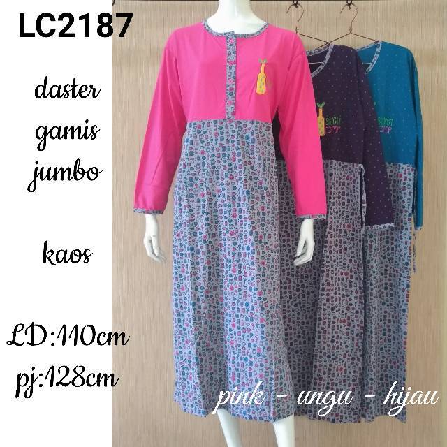 daster gamis muslimah hijab longdress panjang busui menyusui baju tidur jumbo kaos LC2187