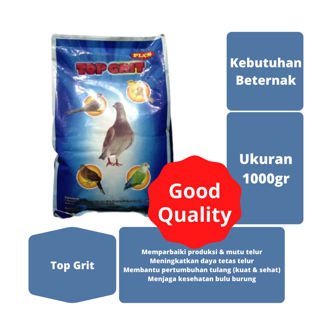 Pakan Tambahan Top Grit Bertelur|Ternak|Merpati|Burung Dara|Ayam|Telur|Cangkang|Keras