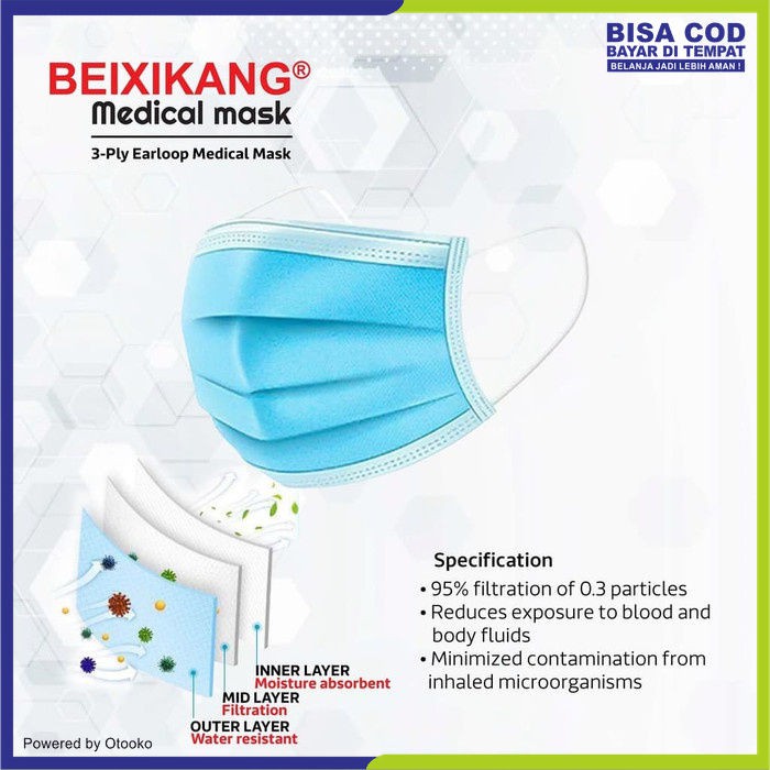 Masker 3 ply Medis Masker Bedah Kemenkes 3ply isi 50pcs Merk Orlee