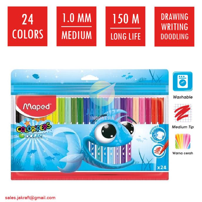 

PERALATAN MENGGAMBAR SPIDOL BISA DICUCI SET 24 WARNA MAPED OCEAN ERASABLE WASHABLE MARKER PERALATAN