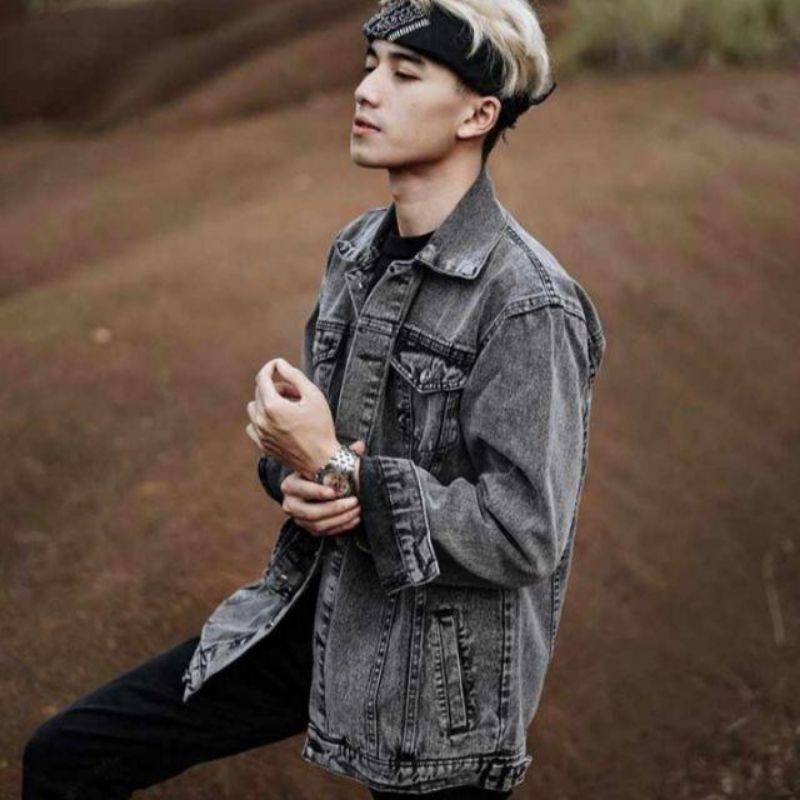 JAKET JEANS SANWASH PRIA JAKET  JEANS SNOW BLACK JAKET PRIA JAKET JEANS DENIM JAKET JEANS COUPLE  JAKET JEANS COD-Sanwash abu