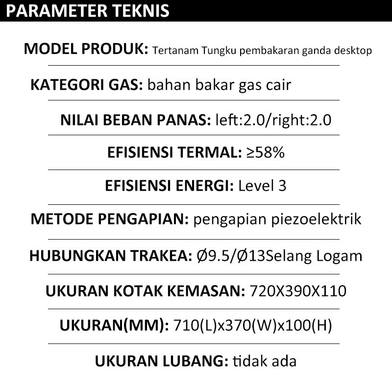 T1 rumah tangga tertanam kompor gas panel kaca tempered hemat energi  panas kompor gas Double hole