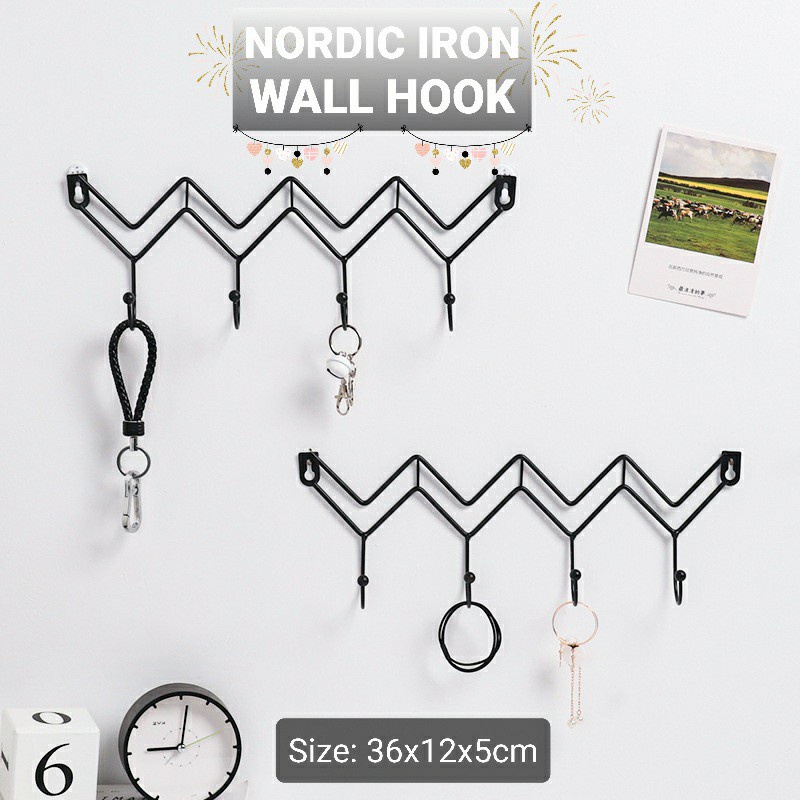 Nordic Wall Hanging 4 Hook Gantungan Hook Dinding Pintu Kunci Payung