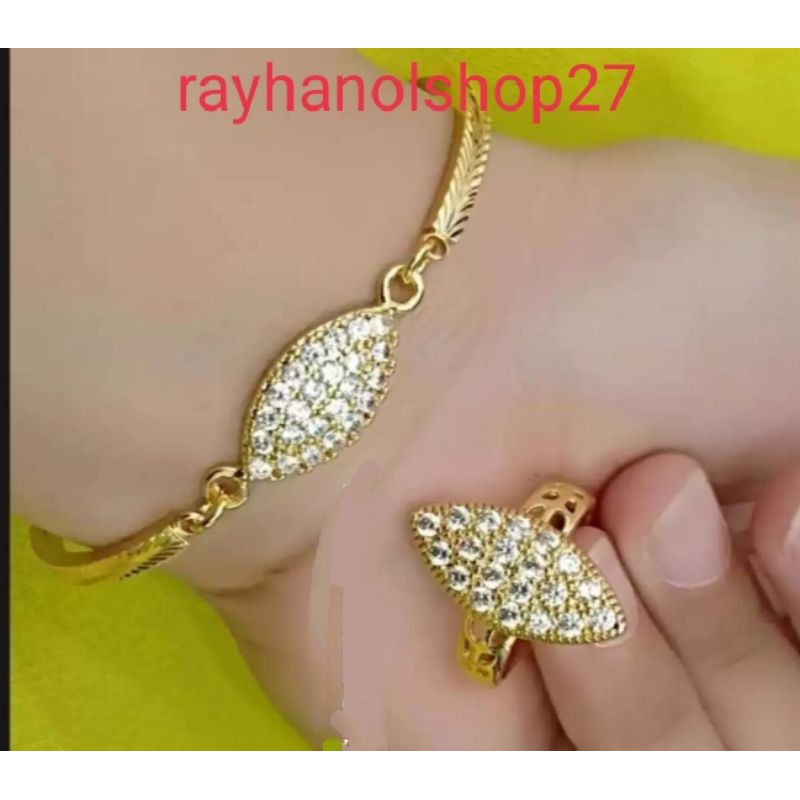 GELANG TANGAN WANITA MARKIS Free CINCIN FULL PERTAMA LAPIS EMAS 24 K