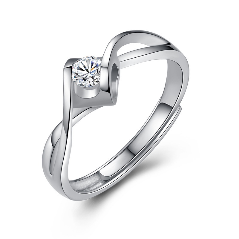 Cincin Model Terbuka Bahan Cubic Zirconia AAA Anti Pudar Hypoallergenic Untuk Wanita R-22023