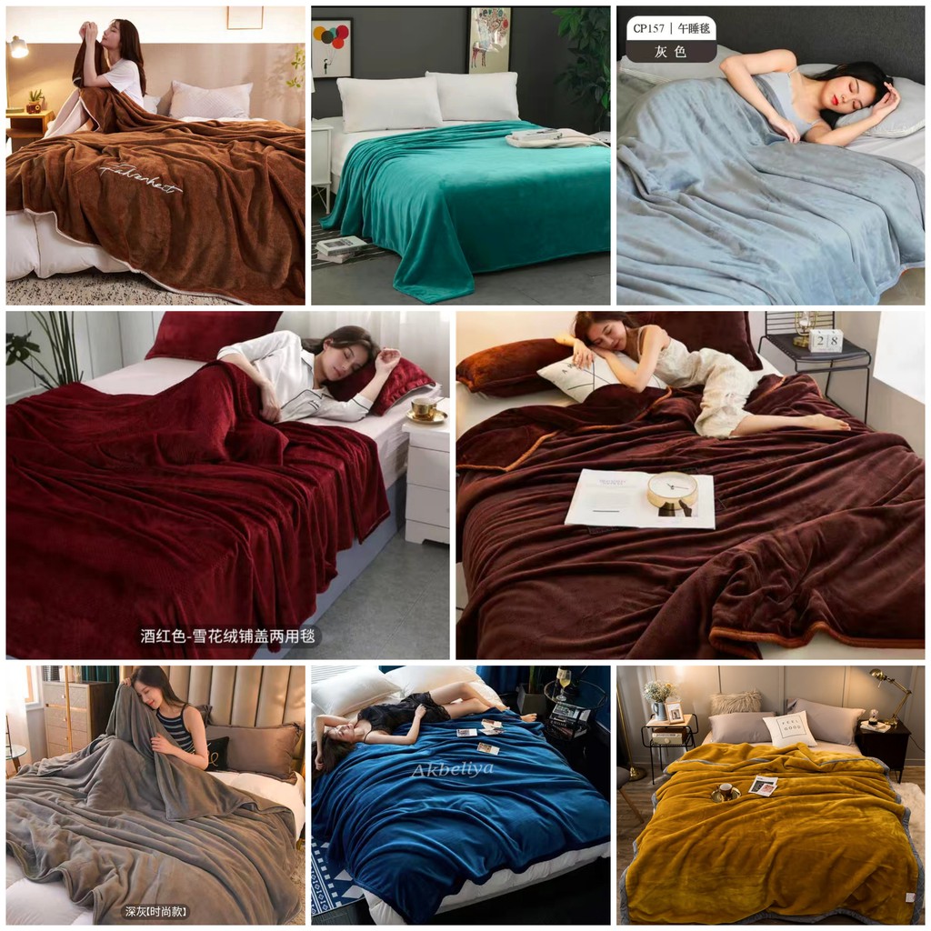 Selimut Dewasa Polos Bulu Lembut Harga Promo Bisa COD UK 150x200 CM-1