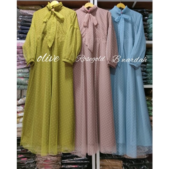 Gamis Muslim Wolfis Mix Tile Dot / Lovely Dress / Gamis Kondangan