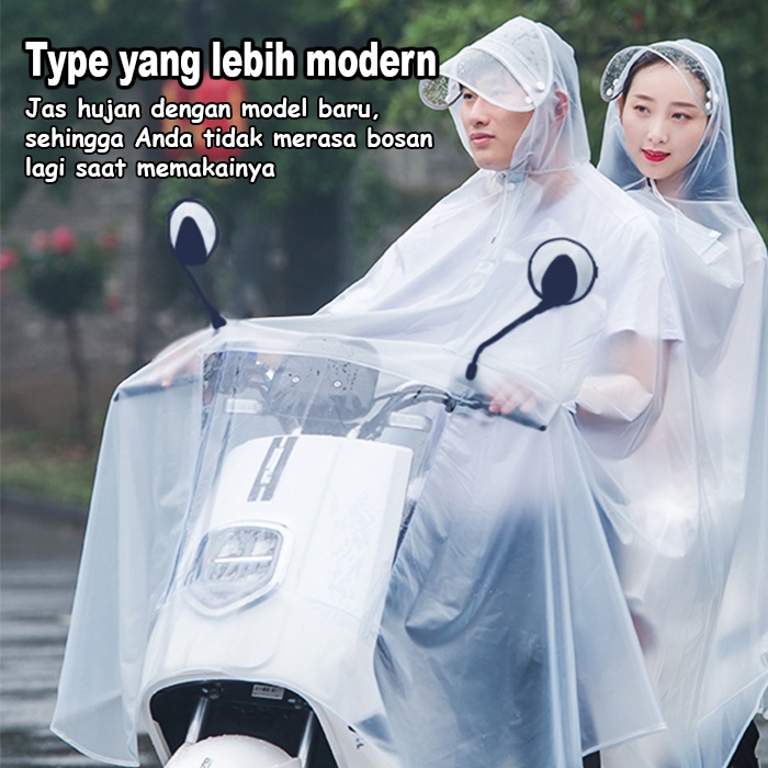 JAS HUJAN MOTOR 2 Kepala / Jas Hujan Poncho Ponco Tebal Premium / Terusan Jas Hujan Motor Lengan Kelelawar Anti Air Angin / Jas Hujan (YY-6)