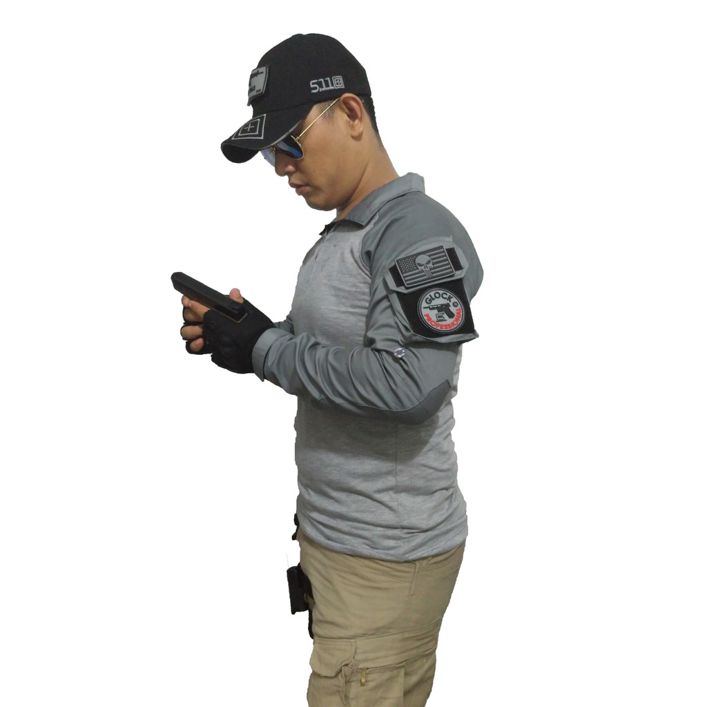 baju kaos tactical abu,combat shirt plus patch rubber