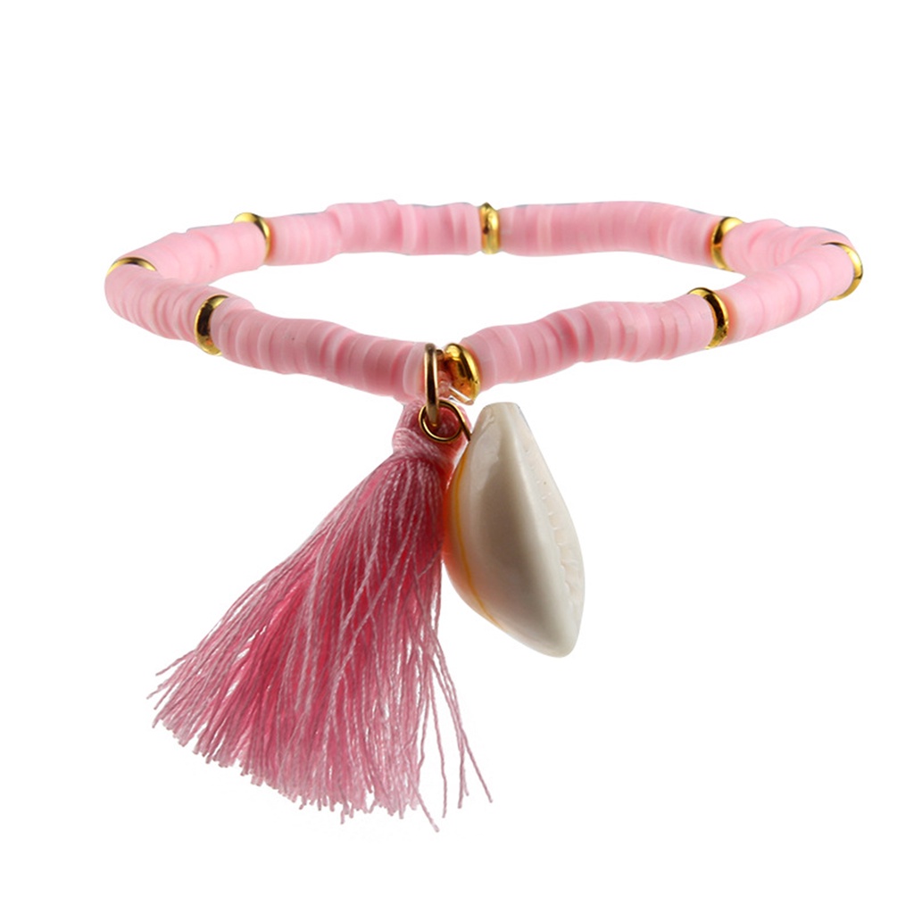 Hu Hu Hu Hu Hu Alat Bantu Pasang Kacamata♡ Gelang Tangan Wanita Model Rantai Manik Polymer Clay Multi Warna Hias Rumbai