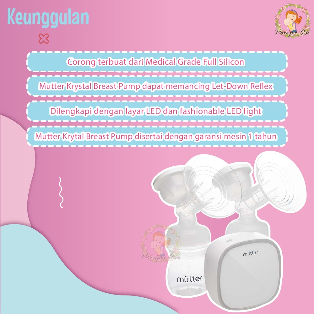 Alat Sedot Pompa Asi Mutter Krystal Breast Pump Original Kualitas Premium By Mallpompaasi