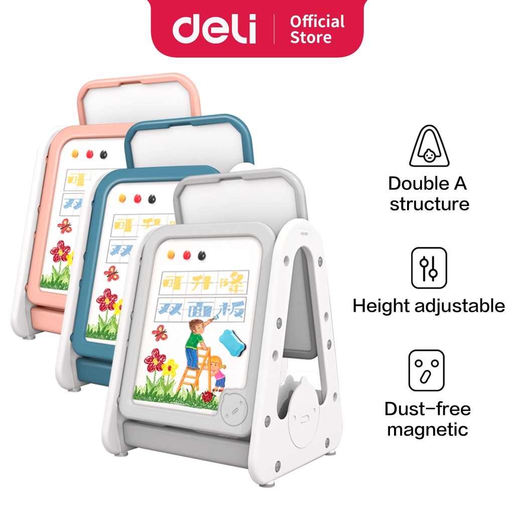 

Deli Whiteboard Papan Tulis Lipat Magnetik 660*535mm Warna Abu Bahan Plastik Untuk Anak-anak 50141