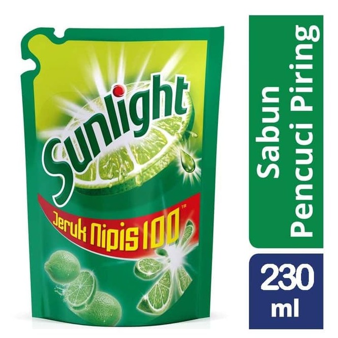 Sunlight Sabun Cuci Piring Jeruk Nipis  210ml Refill (3pcs)