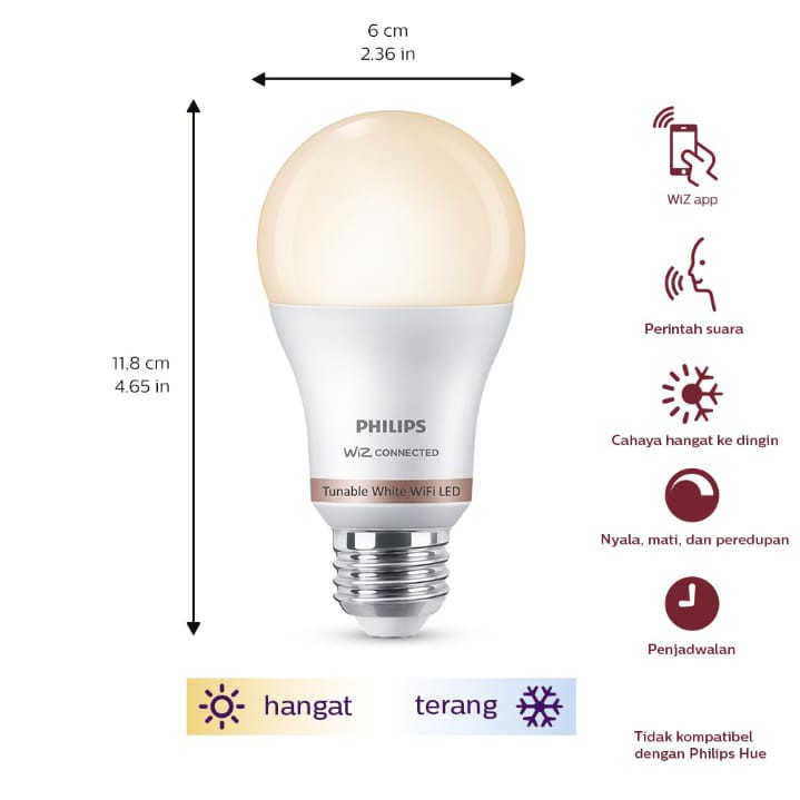 PHILIPS Lampu LED Smart WiFi 9W-Tunable White (Putih-Kuning)