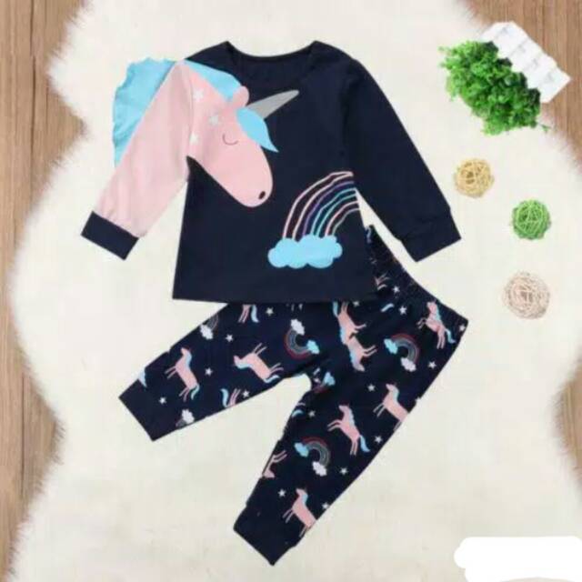 Setelan unicorn anak import / sweater unicorn / kaos unicorn / piyama unicorn