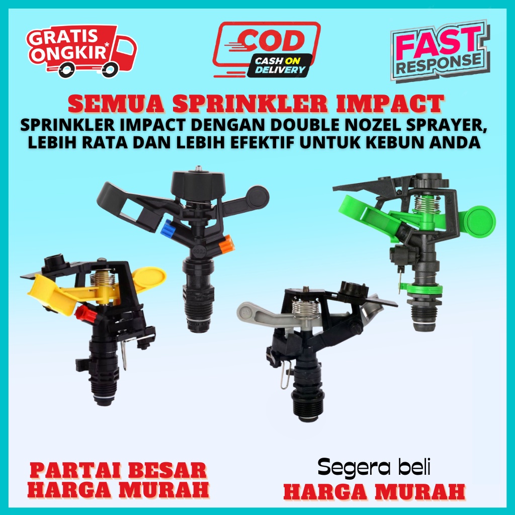 Sprinkler Impact Spingkler Berputar 360 Derajat Sprinkler Pertanian Kincir Pengairan Putar Otomatis 